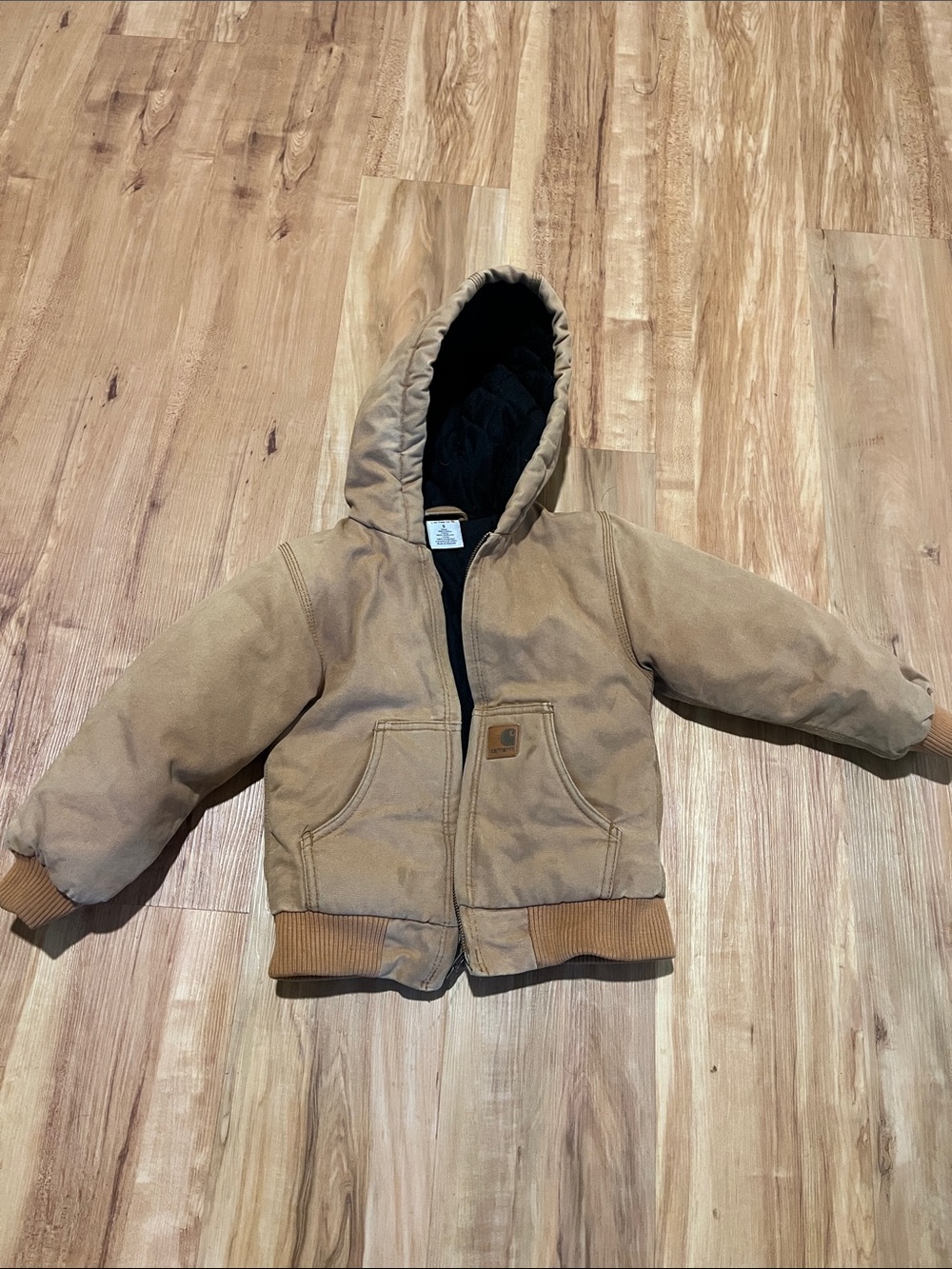 Carhartt Tan Hooded Work Jacket with Black Lining
